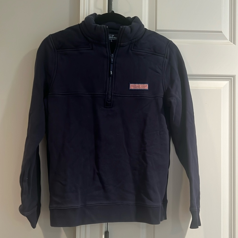 Vineyard Vines Boys 1/4 Zip Martha’s Vineyard sweater, size L (16), Navy
